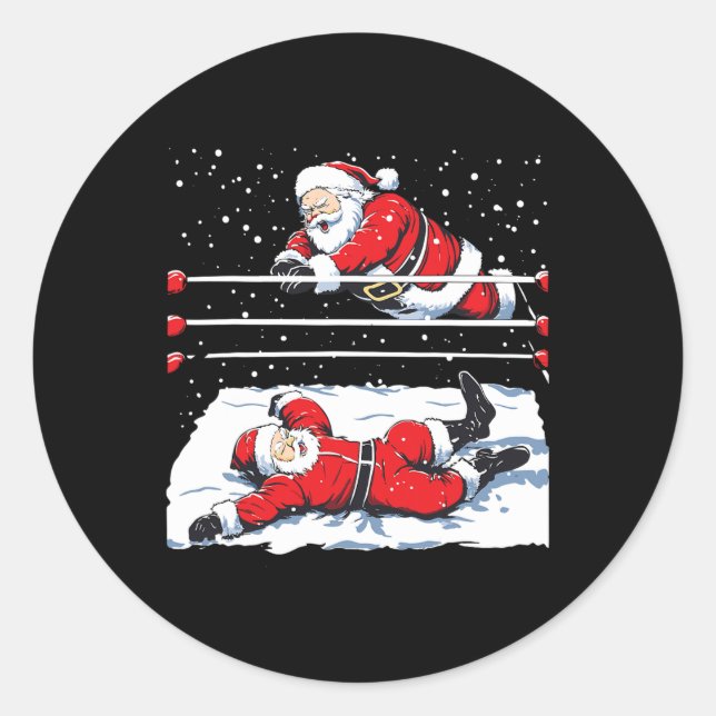 Santa Wrestling Lover Wrestler Weihnachten Weihnac Runder Aufkleber (Vorderseite)