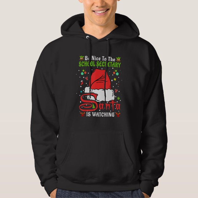 Santa Xmas Pajamas Be Nice To The School Secretary Hoodie (Vorderseite)