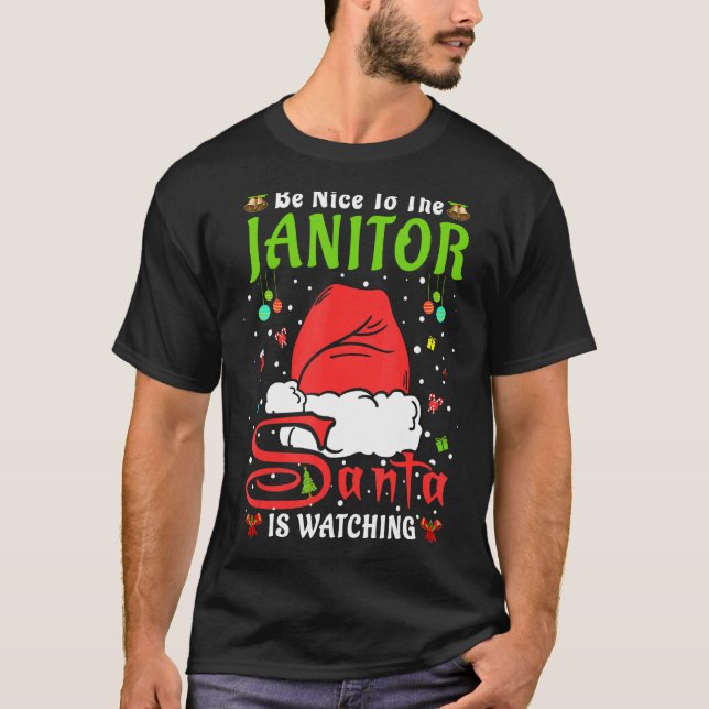 Santa Xmas Pajamas sind schön zu Janitor Christma T-Shirt (Vorderseite)