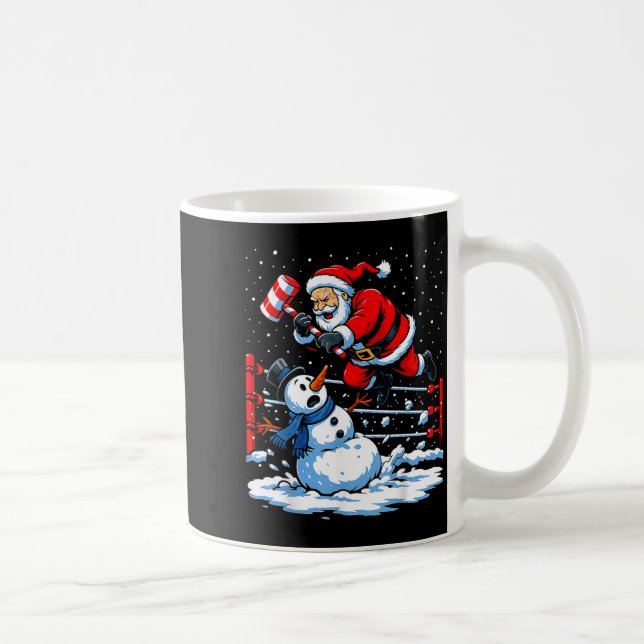 Santa Xmas Snow Lights Wrestling Funny Wrestling C Kaffeetasse (Rechts)