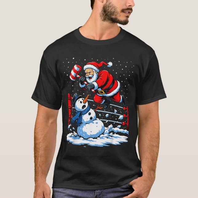 Santa Xmas Snow Lights Wrestling Funny Wrestling C T-Shirt (Vorderseite)