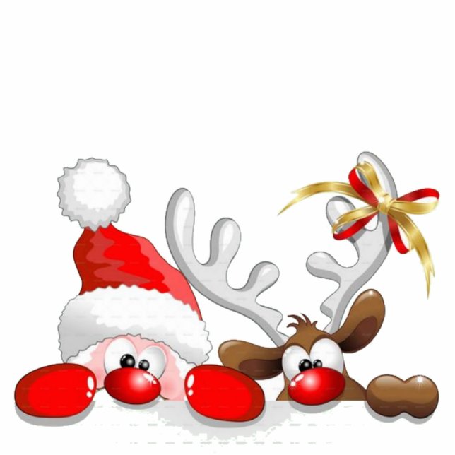 Santa y su reno freistehende fotoskulptur  (Vorne)