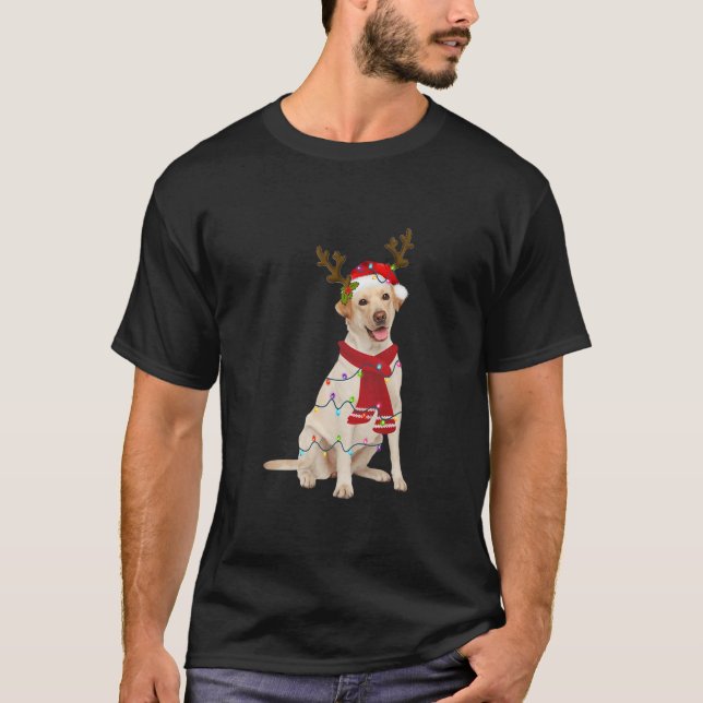 Santa Yellow Labrador Hund Gorgeous Reindeer Light T-Shirt (Vorderseite)