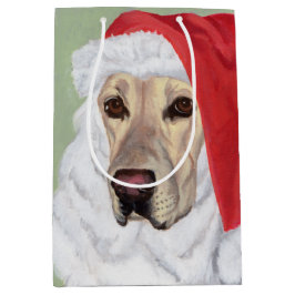 Santa Yellow Labrador Puppy Gift Bag Mittlere Geschenktüte