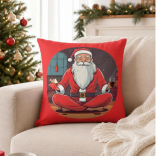 Santa Yoga Throw Kissen