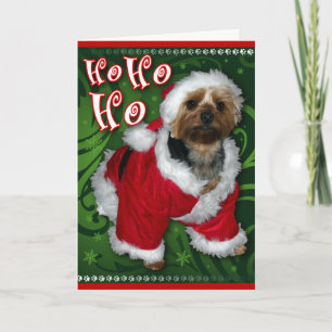 Santa Yorkie Greeting Card Feiertagskarte