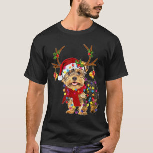 Santa Yorkie schrecklicher Hund prächtige Rentiere T-Shirt