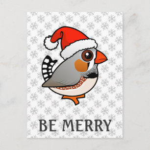 Santa Zebra Finch Feiertagspostkarte