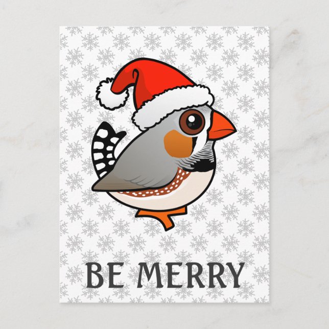 Santa Zebra Finch Feiertagspostkarte (Vorderseite)