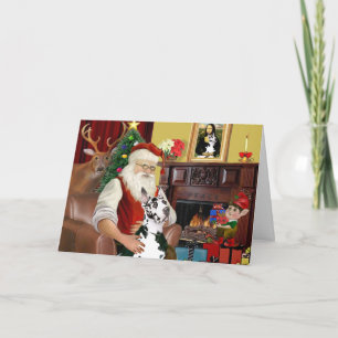 Santa zu Hause - Great Dane (Harlequin) Feiertagskarte