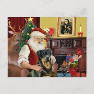 Santa zu Hause - Rottweiler 3 Feiertagspostkarte