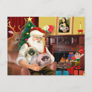 Santa Zuhause - Pekingese (R) - Santa Feiertagspostkarte