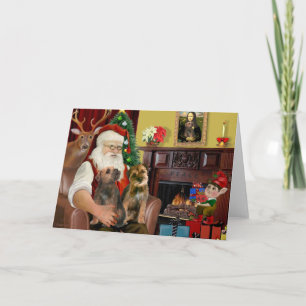 Santa - Zwei Border Terrier Feiertagskarte