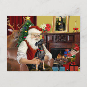 Santa - Zwergpinscher (natürlich) Feiertagspostkarte