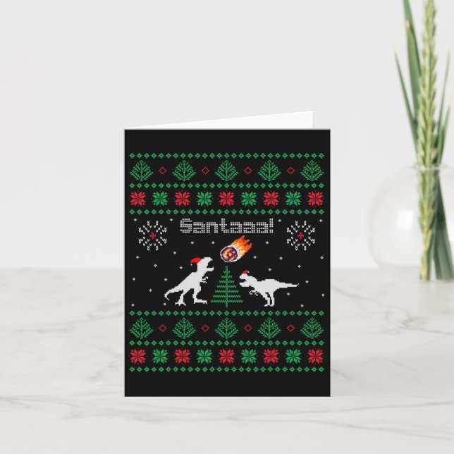 Santaaa Dinosaur Ugly Weihnachtssüßer Karte (Vorderseite)
