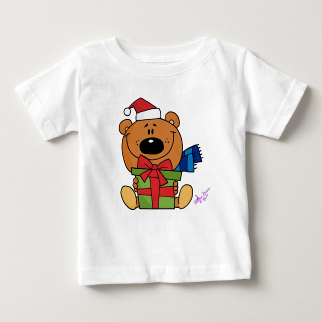 SantaBear w/Derzeitiger Kleinkind Langschläfer T-S Baby T-shirt (Vorderseite)