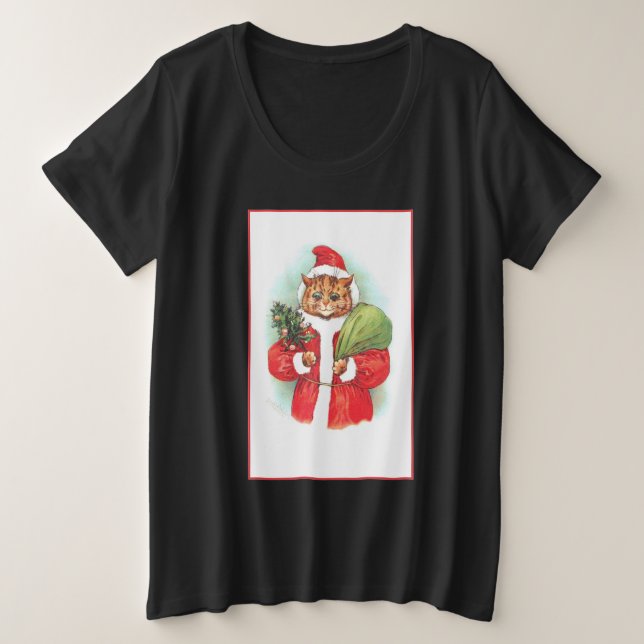 Santapaws Santa Cat von Louis Wain Große Größe T-Shirt (Design vorne)