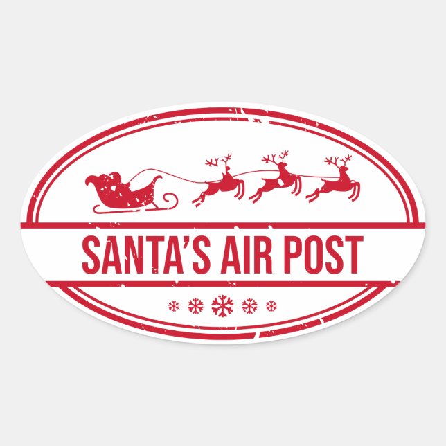 Santa's Air Post Logo Ovaler Aufkleber (Vorderseite)