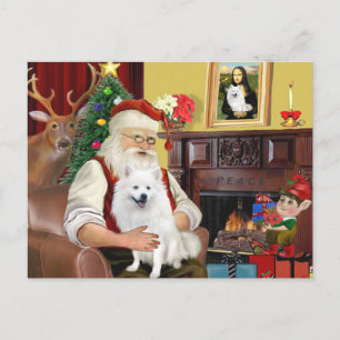 Santa's American Eskimo Dog Feiertagspostkarte