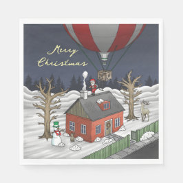 Santa's Balloon Gift Delivery Serviette