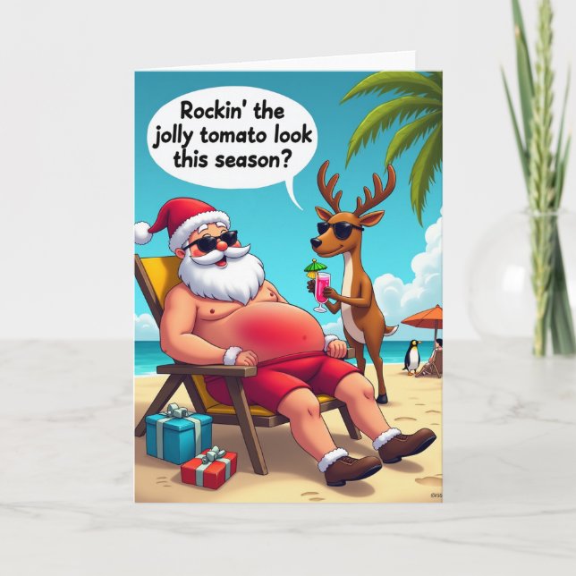 Santas Beach Day Funny Christmas Card Karte (Vorderseite)