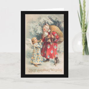 Santa's beste Weihnachtswünsche Vintage Feiertagskarte