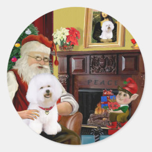 Santas Bichon Frise (#1) Runder Aufkleber