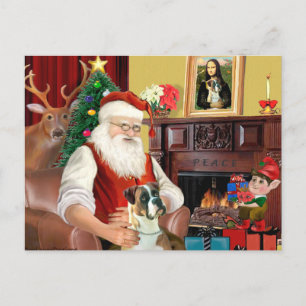 Santa's Boxer (natürliche Ohren) Feiertagspostkarte