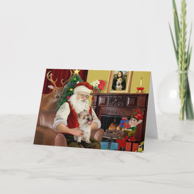 Santa's Cairn Terrier Feiertagskarte (Vorderseite)