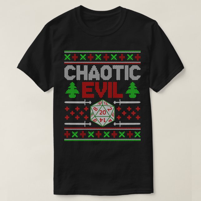 Santas Chaotic Evil List Christmas D20 Ugly Tablet T-Shirt (Design vorne)