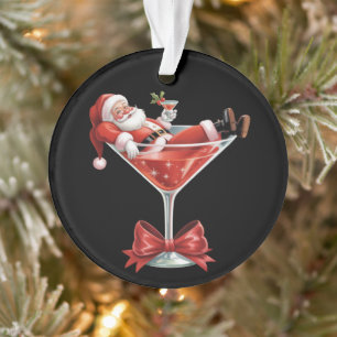 Santas chaotischer Weihnachts-Martini Lustiger San Ornament