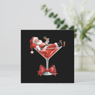 Santas chaotischer Weihnachts-Martini Lustiger Wei Feiertagskarte