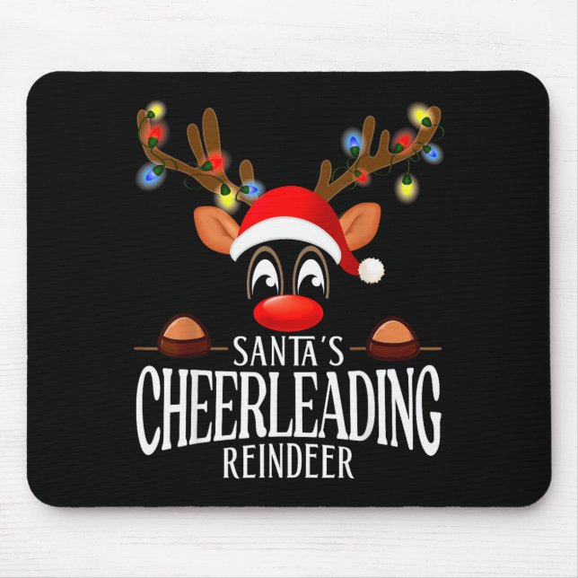 Santa's Cheerleading Reindeer Funny Xmas Matching  Mousepad (Vorne)