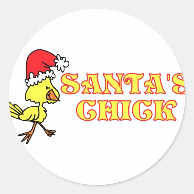 Santas Chick Runder Aufkleber (Vorderseite)