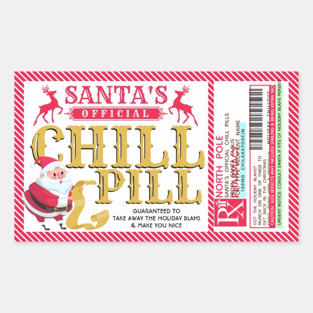 Santa's Chill Pill Christmas Sticker (Vorderseite)