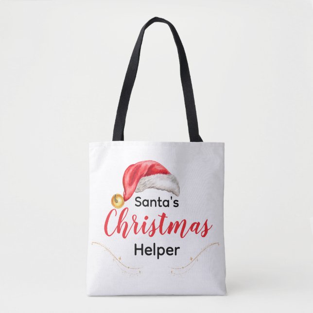 Santa's Christmas Helper Customizable Tote Bag (Vorderseite)