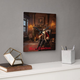 Santa's Cosy Nook Quadratische Wanduhr
