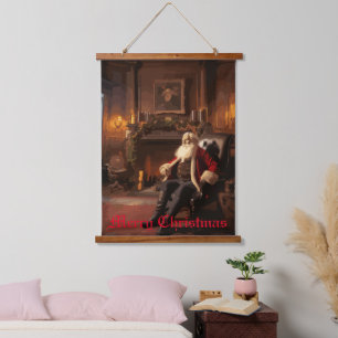 Santa's Cosy Nook Wandteppich Mit Holzrahmen