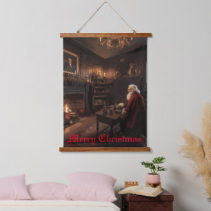 Santa's Cosy Nook Wandteppich Mit Holzrahmen
