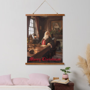 Santa's Cosy Nook Wandteppich Mit Holzrahmen