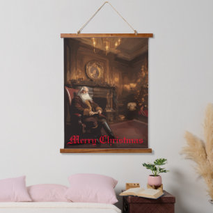 Santa's Cosy Nook Wandteppich Mit Holzrahmen