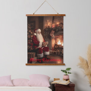 Santa's Cosy Nook Wandteppich Mit Holzrahmen