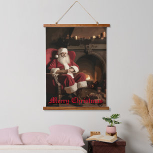 Santa's Cosy Nook Wandteppich Mit Holzrahmen
