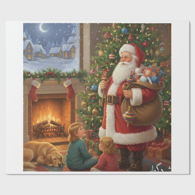 Santa's Cozy Visit - A Night of Wonder Geschenkpapier (Flach)