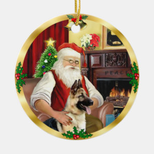 Santas Deutscher Schäferhund #13 Keramik Ornament