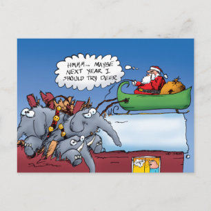 Santas Elephants Urlaubspoliday Postcard Feiertagspostkarte