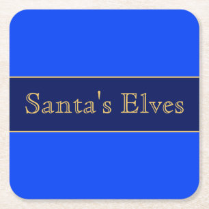 SANTA'S ELVES Festival Bright Alpine Blaue Streife Rechteckiger Pappuntersetzer
