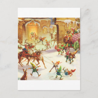 SANTA'S ELVES LADEN SEINEN SCHLAG MIT GIFTS FEIERTAGSPOSTKARTE