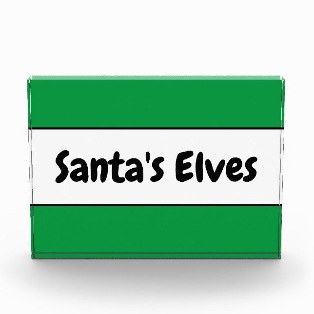 SANTA'S ELVES Niedliche, hellgrüne Streifen Fotoblock (Vorderseite)