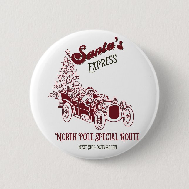 Santa's Express Vintage Weihnachten Button (Vorderseite)